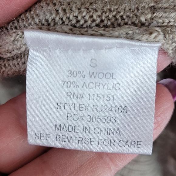 Romeo & Juliet Couture Sweater Womens S Wool‎ Tan Drape Front Open RJ24105 - Picture 6 of 11